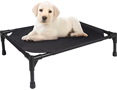 Pomurom Kühlendes Erhöhtes Hundebett, Katzenliege Hundeliege mit Atmungsaktives Mesh, Hundesofa Outdoor für Kleine und Mittelere Hunde, Tragbar Haustierbett Katzenbett für Camping Rasen, 43x55,5x57cm