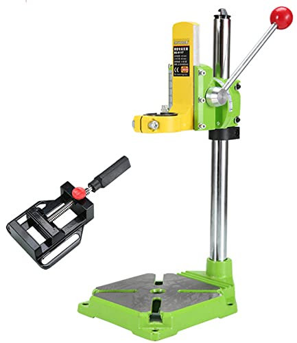 Drill Press Stand, Adjustable Bench Drill Press Stand for Hand Drill, Rotary Tool Workstation Tool Holder, Drill Workbench Repair Tool, Single Hole Aluminum Base 90 Degree Clamp