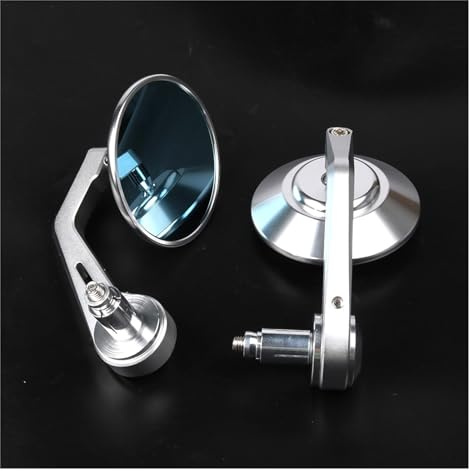 Lenkerendenspieg Motorrad Lenkerinnendurchmesser 17–19 Mm Motorrad-Lenkerspiegel Bar-End-Rückspiegel Seitenspiegel CNC-Silber Universell Antireflex Moto Rückspiegel Spiegel