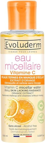 EVOLUDERM – Eau Micellaire Démaquillante Vitamine C - 100 ml - 96% d’Origine Naturelle - Végan - Fabrication Française