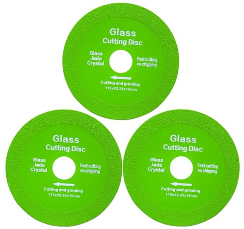 3 Pièces Disque Meuleuse Pour Couper Le Verre, Disque Diamant 115 Carrelage,Disque De Coupe Pour Meuleuse D'angle Pour Porcelaine, Verre, Jade, Bouteilles De Vin (Ø 22,23 Mm Vert)
