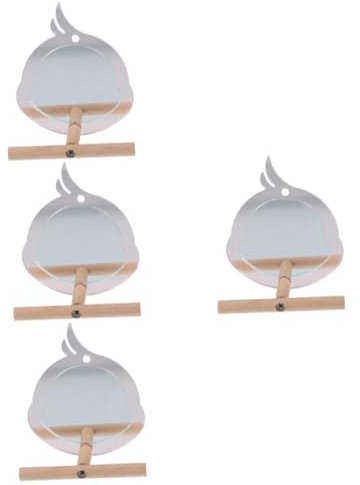 YARNOW 4stücke Cage Bird Stand Verschleißfeste Papageien-sitzstange Mit Spiegelspielzeug Für Vogelspielzeug Für Wellensittiche Und Nymphensittiche