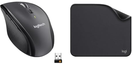Logitech M705 Marathon Mouse Wireless, Ricevitore USB Unifying 2,4 GHz, 1000 DPI & Mouse Pad - Studio Series, per Computer con Base in Gomma Antiscivolo, Scorrimento Facile