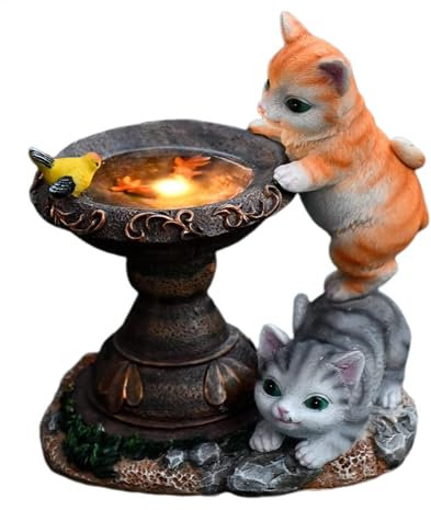 Vllold Jardin extérieur de lumières solaires de Chat, Statue de Jardin de Chat | Figurine Solaire Chat Papillon Décor Statues Extérieures,Statue de Jardin Solaire, Figurine de Chat, Statue de Chaton