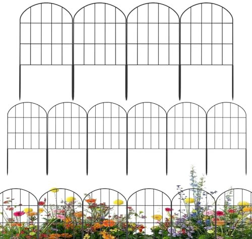 Clôture de jardin décorative – Clôture de parterre de fleurs en métal pour cour | 10 pièces en fil de fer | Clôture décorative de jardin pour animaux domestiques