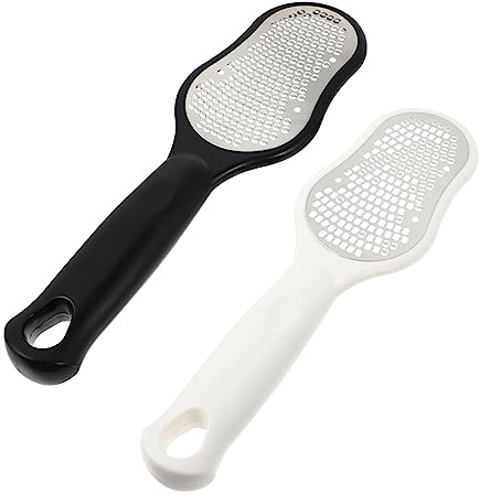 PLAFOPE 2 Stück Edelstahl Fußfeilen mit Kappe Entfernt Hornhaut und Abgestorbene Haut Ergonomisch für Fußpflege
