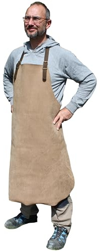 Förster-Fellnest | Echt Leder Schürze - dicke Premium Qualität - Handarbeit - als Schreinerschürze, Tischlerschürze, Hobbyschürze, Lederschürze für Schmiede u.a.