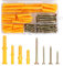 120 Pcs Screws And Wall Plugs Set(60 × Masonry Screws And 60 × Plugs), Yellow Raw Plugs For Plasterboard And Carbon Steel Screws, Plaster Board Screws And Wall Plugs Set