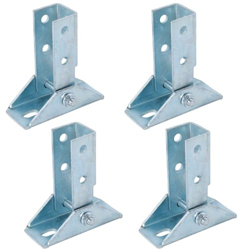 MYZHRE 4 Pcs Adjustable Brace Fitting, Solar Panel Bracket Base, 8 Hole Wing, 180 Degree Turn Joint Connector, Fits 1/2 Bolt, 1-5/8 Post Channel