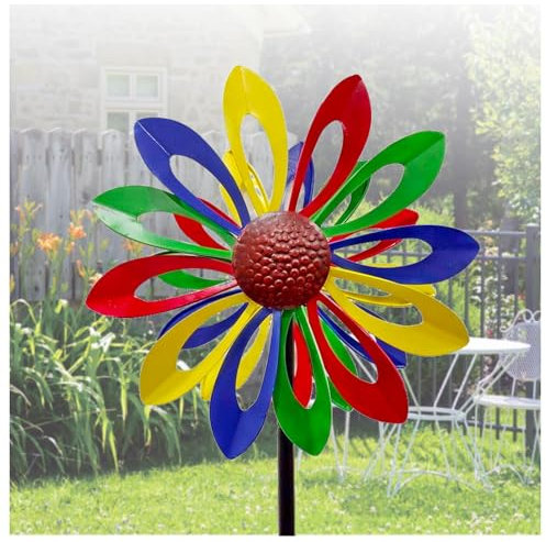 WindräDer Doppelwindrad mit gegenläufigen Rotoren,174CM, Windrad Balkon Familie, Freunde Und Bekannte,Colorful