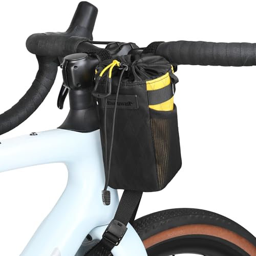 Rhinowalk Bike Water Bottle Holder Bag Cycling Bicycle Snack Bag Handlebar Bag Insulated Front Bag One-handed Access (Yellow)
