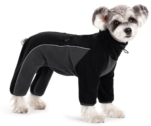 Fleece-Mantel für kleine und mittelgroße Hunde – Pullover, Pyjama, Overall mit Beinen, Winddicht, warm, kaltes Wetter, Ganzkörperweste, gemütlicher Schneeanzug, Bekleidung, Outfit, Kleidung