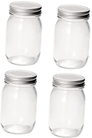 Amosfun 4pcs Glass Storage Jars Jam Jars Lids Spice Containers Glass Sealed Canisters Jam Storage for Household