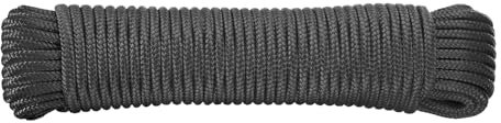 sourcing map Solid Braid Nylon Rope 3/16 Inch 50 ft Multipurpose Polypropylene Utility Rope Cord Line for Camping Flag Pole Knot, Black