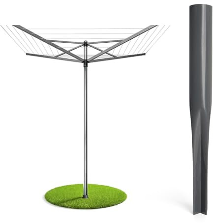 Flatro Rotary Washing Line Spike - Heavy Duty Galvanized Steel Clothes Line Rotary Airer Ground Spike - Parasol Stake Pole Holder - 32mm Rotary Spike