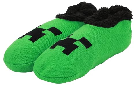 Bioworld Minecraft Creeper Face Chaussons chaussettes pour femme Vert, Minecraft Creeper Face, Small