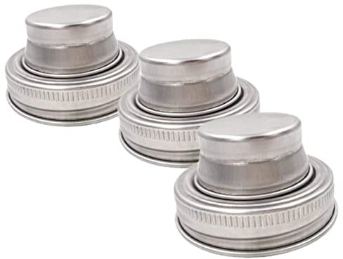 Cabilock 3pcs Stainless Steel Jar Shaker Lids Food-Grade Silicone Seal for 70mm Wide Mouth Mason Jars Spice Cocktail Bottle Covers for Home and Bar Use