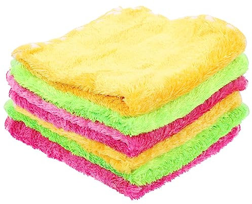 IWOWHERO 6 Stück Korallenfleece Küchentuch 25x25cm Saugfähige Wiederverwendbare Geschirrtücher Weich Schnelltrocknend Maschinenwaschbar Küchenputztücher Für Haushalt Geschirr