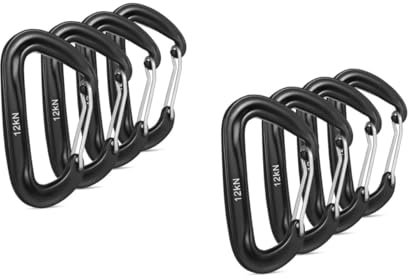 Sosoport 4 Stück D-Ring Karabiner Schlüsselanhänger Clips 12 Kn Robustes Metall Schnappverschluss Kompakt Für Outdoor Camping Klettern Wandern