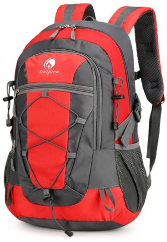 Outplea 25L Wanderrucksack Wasserdichter Herren Damen, Bequem Trekkingrucksack Klein, Outdoor Rucksäcke Tagesrucksäcke für Reisen Bergsteigen Camping, Rot