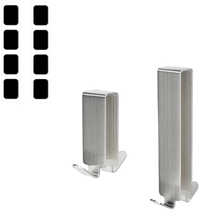 MYLERCT Ganci Appendiabiti, 2 Gancio Accappatoio Doccia, Versione Lunga e Corta in Acciaio Inossidabile 304 Ganci per Termoarredo Bagno, Adatto per Vetro Senza Telaio con Spessore da 6 a 12 mm