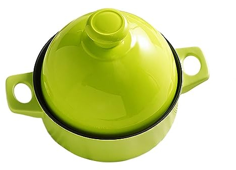 WYBZDA Ceramic Tagine Pot Moroccan for Cooking Gas Oven Braiser Tajine Pot Saucepan Slow Cooker with 2 Handles Lid Gourmet(Green)