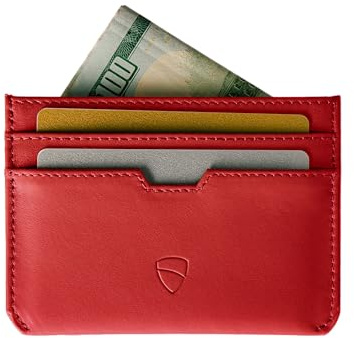 Vaultskin MOORGATE - Portafoglio Minimalista in Pelle con Blocco RFID, Sottile e Compatto, Adatto per Tasca Anteriore (Rosso cremisi)