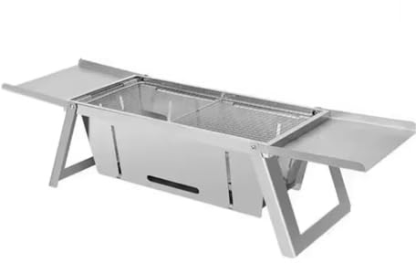 Harewtwy Estufa de Barbacoa Plegable Portátil de Acero Inoxidable: Parrilla de Carbón Sin Humo para Uso Doméstico y Al Aire Libre