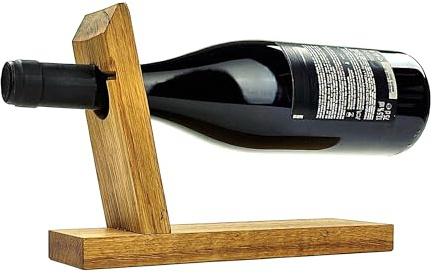 F.Lupinski Portabottiglie per bottiglie di vino in antica rovere, per 1-3 bottiglie, in legno, fatto a mano, idea regalo per gli amanti del vino, portabottiglie