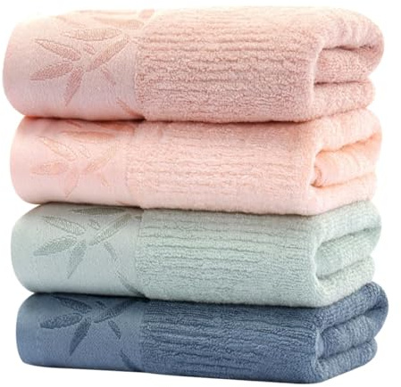 Lot de 4 serviettes en bambou, extra douces et très absorbantes, légères, à séchage rapide, pour salle de bain, salle de sport, hôtel et voyage