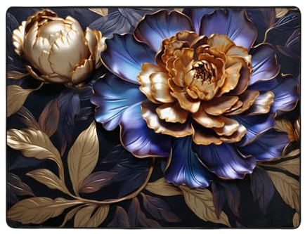 WZYCWB Alfombra de metal con diseño de peonías de 160 x 121,9 cm, antideslizante, adecuada para salas de estar u oficinas