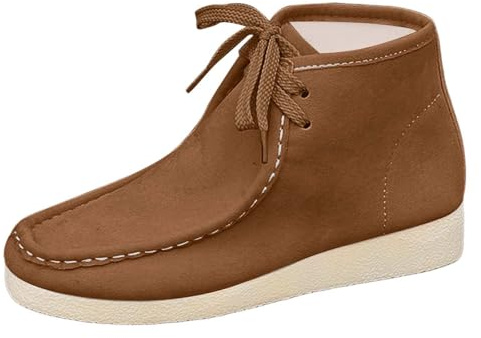 Generisch Botines mujer mujer e invierno retro monocolor ante botas cortas, marrón, 40 EU