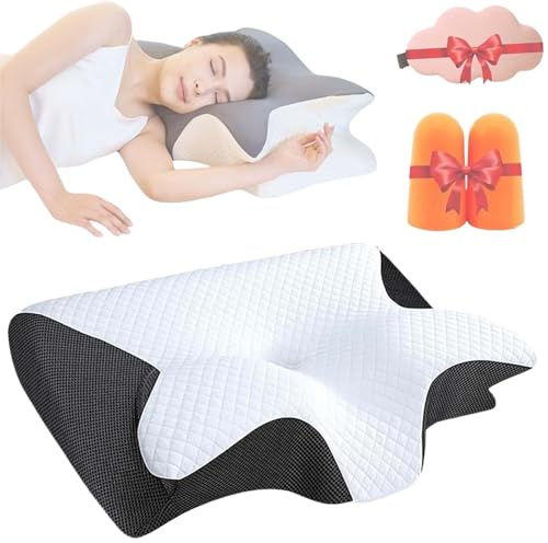 Lunava kissen, lunava ergonomisches kopfkissen, Orthopädisches Kopfkissen ergonomisch, gegen Nackenschmerzen & Verspannungen, Seitenschläferkissen, Rückenschläferkissen, Bauchschläferkissen(Grau)