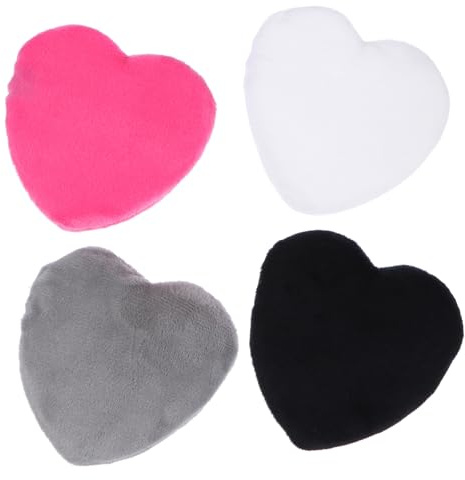 LALADEFIEE Lot De 4 Houppettes à Poudre En Coton Pur Forme Cœur Grandes, Éponges à Maquillage Cosmétiques, Multi-couleurs, Pour Visage, Application Précise Et Uniforme, Utilisation Sèche