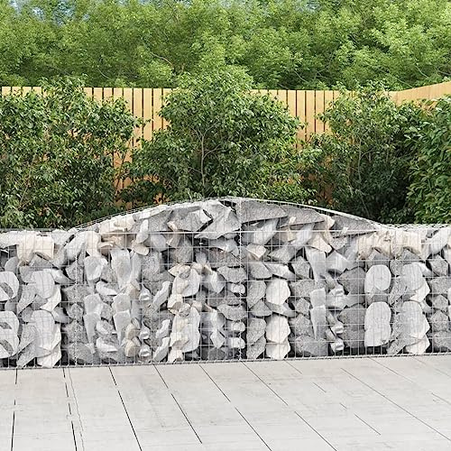 Teenpull 9 x High Arch Gabions 400 x 50 x 80/100 cm Galvanised Iron Garden Barrier Gabions Heavy Duty Construction Sound Absorbing