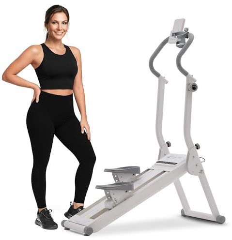 Stair Climber Exercise Machine for Home Gym, Magnetic Stair Stepper with 16 Level Adjustable Resistance, Foldable Stair Master wirh Bluetooth APP, Compact Cardio Exercise Machine Cup Holder, 158KG