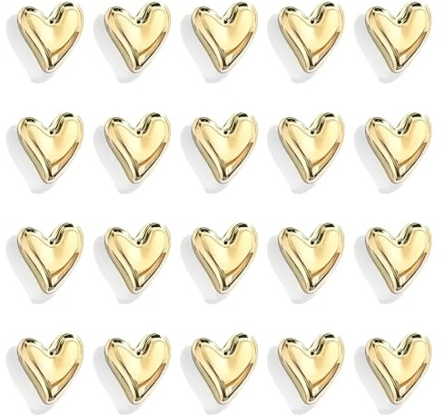 ROKZELT 20 Pezzi Calamite Frigorifero a Forma di Cuore, 3D Magneti Decorativi Dorati per Frigo, Lavagna e Ufficio, Piccoli Magneti di Design per Decorare la Cucina, Magnete per Frigorifero Regalo