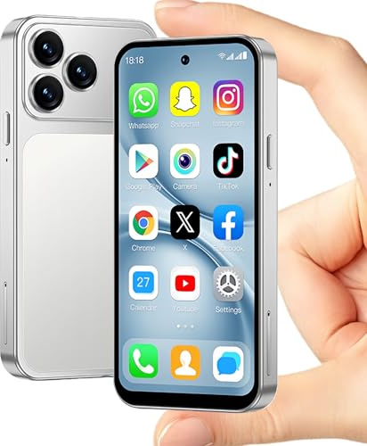 viqee Mini Smartphone mit HD Display 3+64 GB, Dual-SIM Android Handy,Perfekt für Kinder,Schüler und Studenten Kompaktes Touchscreen-Smartphone,Silber