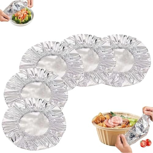 50pcs Repeatable Aluminium Foil Film Insulation Cover,Pop-Up Tin Foil Food Insulation Cover,Aluminum Foil Food Covers,Kitchen Fresh-Keeping Insulation Film,Adjustable Food Storage Covers (50PCS)