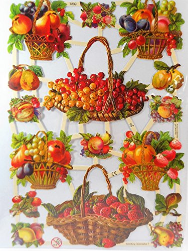 Glanzbilder Obst Obstkorb EF 7239 Oblaten Posiebilder Scrapbook Deko GWI 328