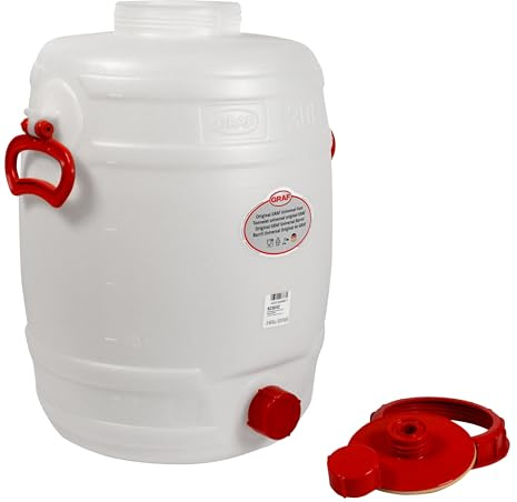 Graf Getränkefässer Saftfässer Kunststoffässer 10-500 Liter (Graf Getränkefass Rund 30 Liter ohne Zubehör)
