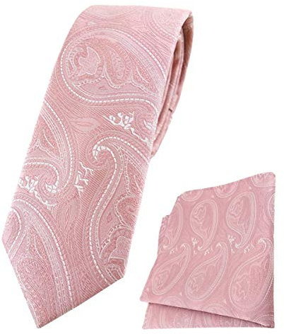 TigerTie schmale Designer Krawatte Einstecktuch in Paisley gemustert