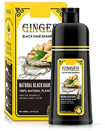 Ginger Black Semi-Permanent Hair Dye Shampoo, Instant 30-Day Color Matter, Completes in 5 Minutes - 500ml (Ginger Fragrance)