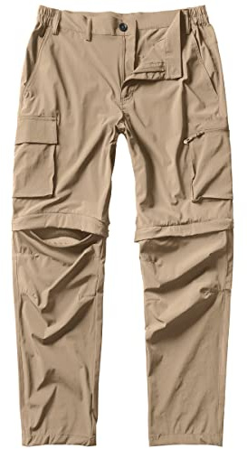 Gash Hao Mens Hiking Convertible Pants Outdoor Waterproof Quick Dry Zip Off Lightweight Fishing Pants（Khaki 34X30）