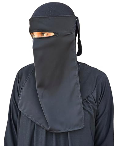 Hijab Niqab ansikte slöja Jilbab Abaya Khimar huvudduk en del islamisk halsduk idealisk Madrassa-moské ramadan Eid bröllop varje dag, Svart, one size