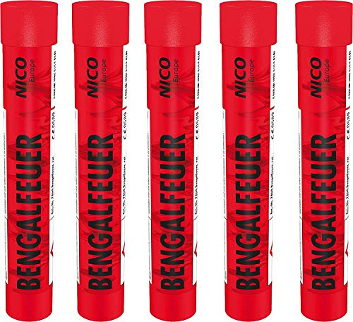 Bengalfeuer Rot blinkend 5 Stück Bengalfeuer Nico Bengalen Bengalo Feuerwerk (Rot-blinkend, 5)