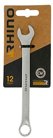 RHINO - Clé Mixte 12 mm, clé de Serrage, clé à Anneau et clé à Fourche combinés - Diamètre 12 mm - Haute qualité - Fabriqué en Acier (Chrome Vanadium) - Garantie à Vie - Plusieurs Tailles Disponibles