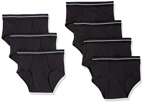 Amazon Essentials Men's Cotton Breathable Tag-Free Brief Underwear, Pack of 7, Black, L