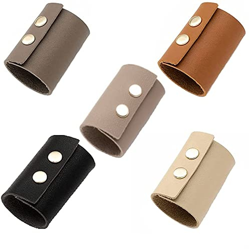 CHSZND Haarmanschette aus Leder,Leder-Haar-Manschette,Leder Manschette Pferdeschwanz Halter,Niedrige Pferdeschwanzdekoration,Damen Haarschmuck, FüR Frauen Mit Langen Haaren (5pcs)