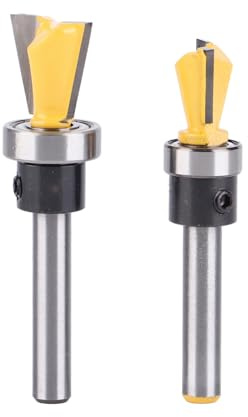 2 Unids/Set Enrutador de Junta de Broca de de Milano con Rodamiento, Cortador de Fresado para Carpintería, Broca de de Milano con Vástago de 1/4 Pulg.